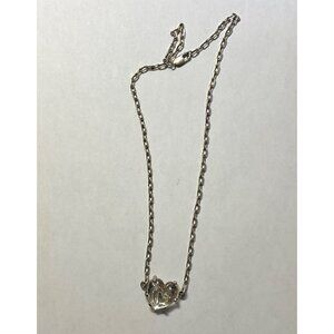 Sterling Silver Lucite Bubble Heart Necklace Pendant Prong Claw Setting 19.5”